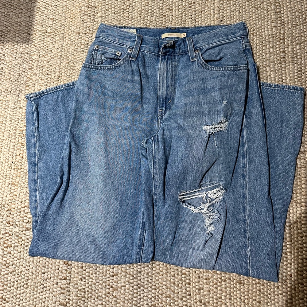 Levi's Light Blue Distressed Baggy dad Jean